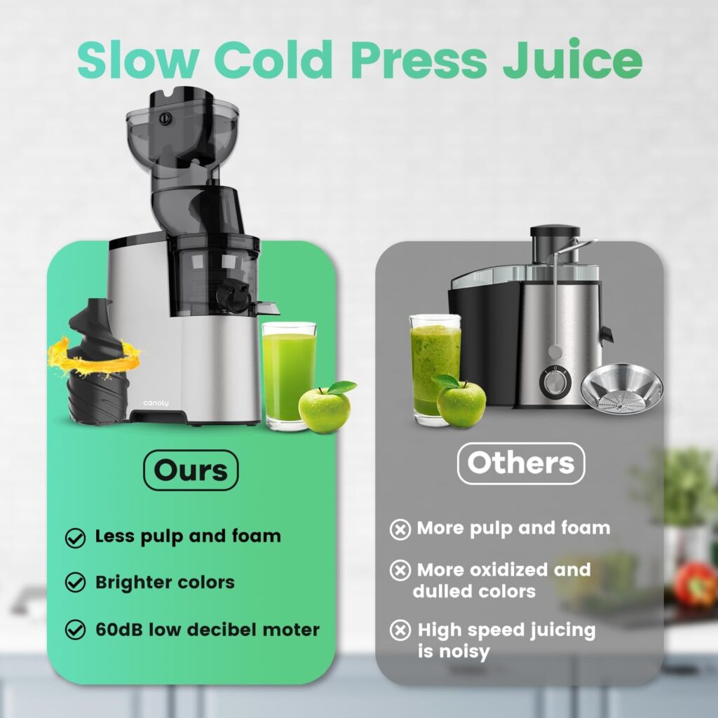 Masticating Juicer Machines, 3.5-inch (88mm) Powerful Slow Cold Press Juicer with Large Feed Chute, Electric Masticating Juicers for Vegetables and Fruits, Easy to Clean with Brush