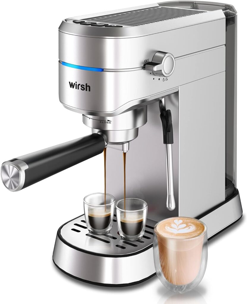 wirsh Espresso Machine,Espresso Maker with Commercial Steamer for Latte and Cappuccino,Expresso Coffee Machine with 42 oz Removable Water Tank,Stainless Steel (Home Barista)