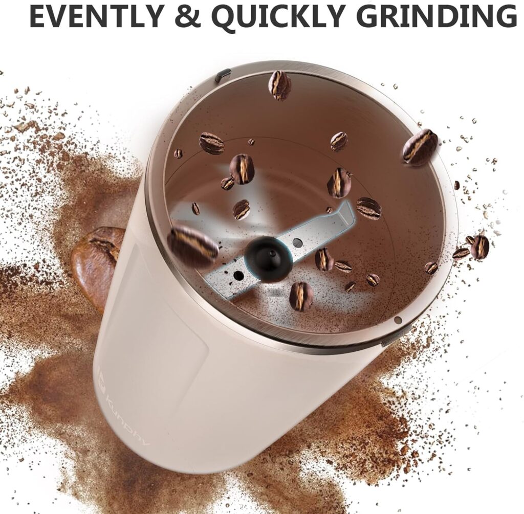 Coffee Grinder, Electric Coffee Grinder, Spice Grinder Electric, One-Touch Operation Coffee Bean Grinder for Herbs Spices and More, with Cleaner Brush and 304 Stainless Steel Blade