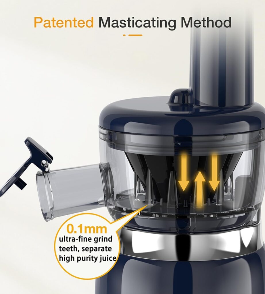 Cold Press Juicer, ZASMIRA Juicer Machines for Vegetable and Fruit with Upgraded Juicing Technology, Powerful Quiet Motor, Compact Size for Space-Saving Juicer, Easy to Clean