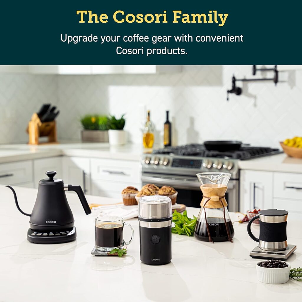 COSORI Electric Coffee Grinders for Spices, Seeds, Herbs, and Coffee Beans, Spice Blender and Espresso Grinder, Wet and Dry Grinder, Included 2 Removable Stainless Steel Bowls, Black