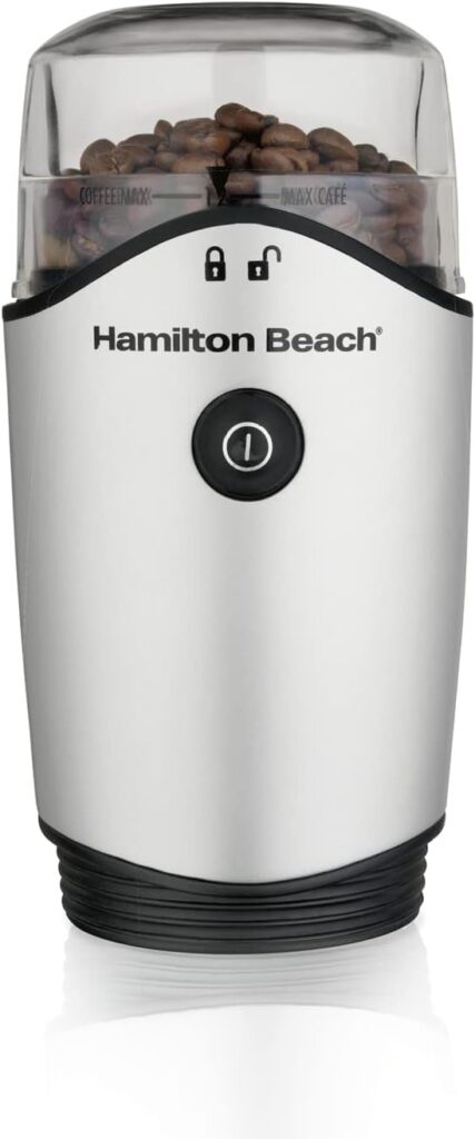 Hamilton Beach 4.5oz Electric Coffee Grinder For Beans, Spices  More, Stainless Steel Blades, Silver (80350RV)