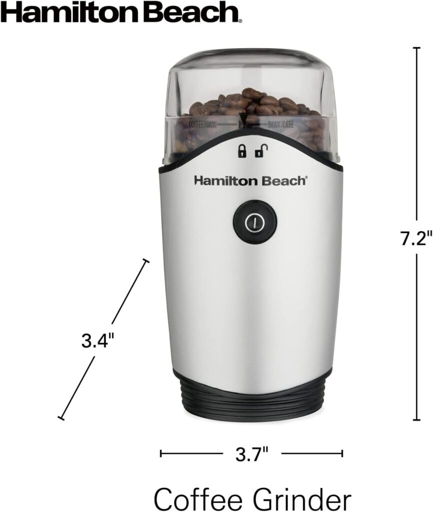 Hamilton Beach 4.5oz Electric Coffee Grinder For Beans, Spices  More, Stainless Steel Blades, Silver (80350RV)