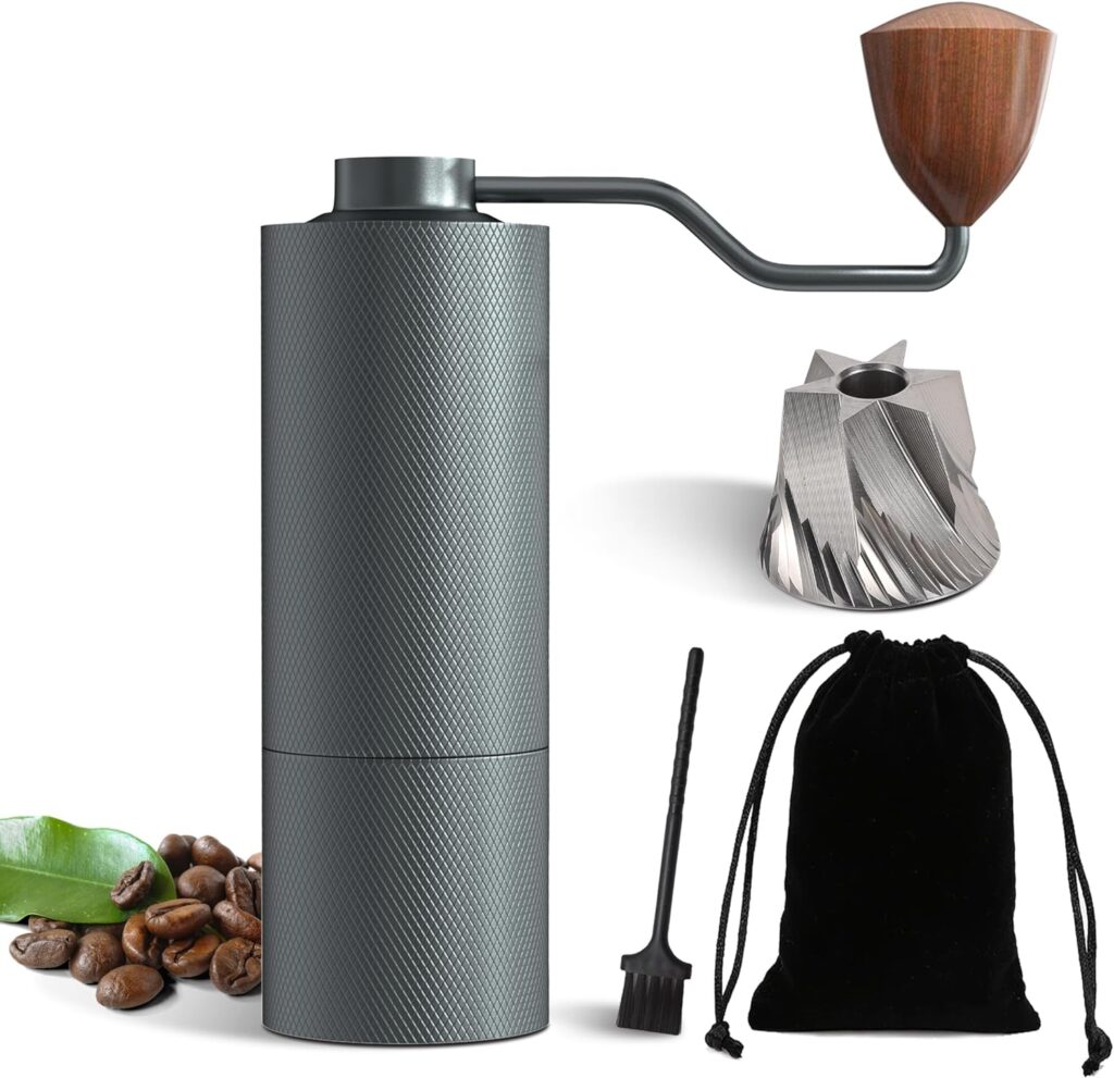 Manual Coffee Grinder, All Metal 6-Axis Stainless Steel Burr, Portable Manual Coffee Grinder, Easy Cleaning, 28g Capacity Coffee Grinder Manual with Adjustable Settings, BrushStorage Bag Included