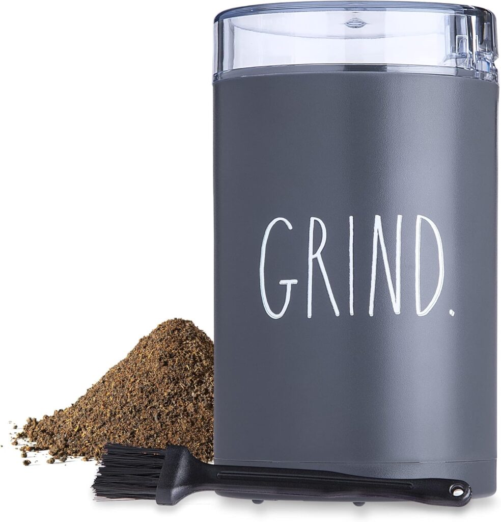 Rae Dunn Electric Coffee Grinder, Perfect Grinder for Coffee, French Press, Espresso, and Drip Coffee, Grinders for Spices, Seeds, Nuts, Grains, and Herbs, Grey