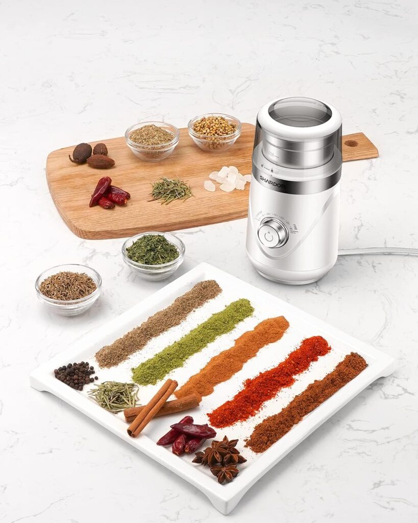 SHARDOR Adjustable Coffee Grinder Electric, Herb Grinder, Spice Grinder, Coffee Bean Grinder, Espresso Grinder with 1 Removable Stainless Steel Bowl, Silver