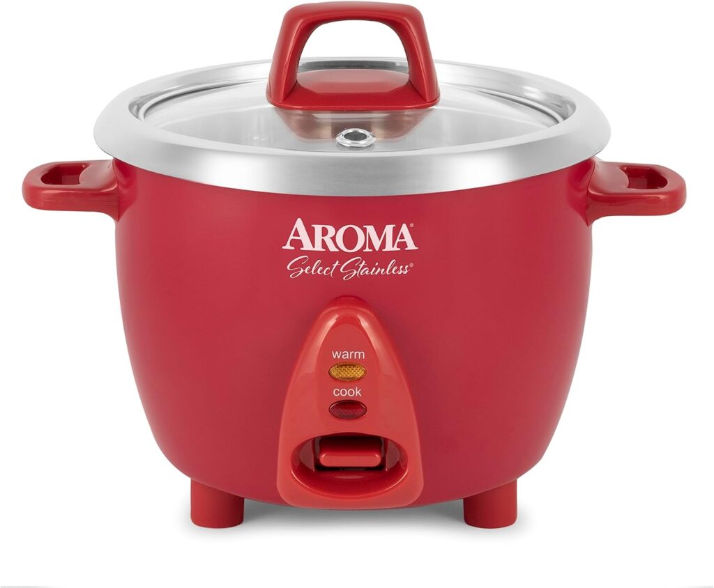 Aroma Housewares Aroma 6-cup (cooked) 1.5 Qt. One Touch Rice Cooker, White (ARC-363NG), 6 cup cooked/ 3 cup uncook/ 1.5 Qt.