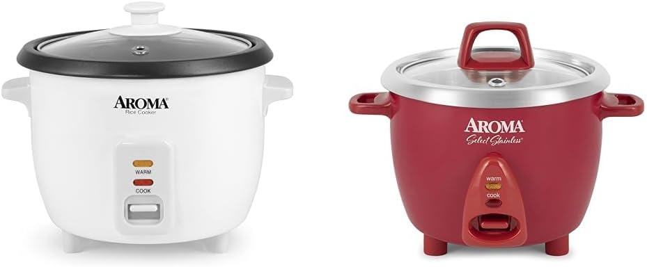 Aroma Housewares Aroma 6-cup (cooked) 1.5 Qt. One Touch Rice Cooker, White (ARC-363NG), 6 cup cooked/ 3 cup uncook/ 1.5 Qt.