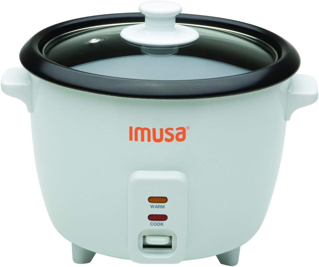 IMUSA USA GAU-00011 Electric Nonstick Rice Cooker 3-Cup (Uncooked) 6-Cup (Cooked), White