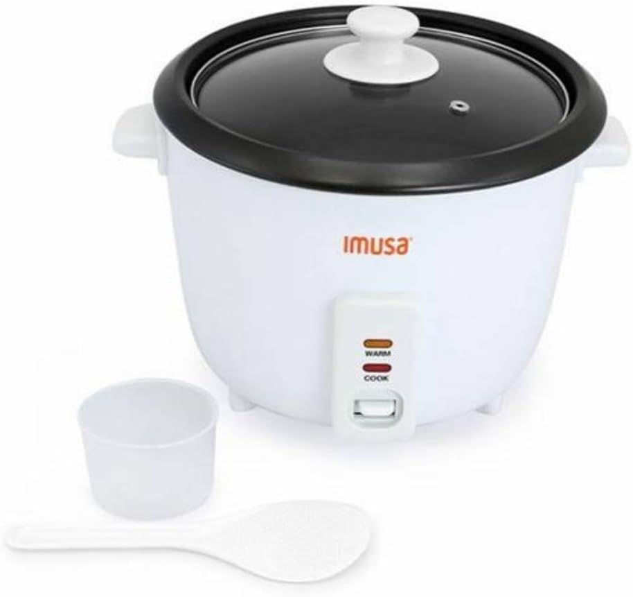 IMUSA USA GAU-00011 Electric Nonstick Rice Cooker 3-Cup (Uncooked) 6-Cup (Cooked), White