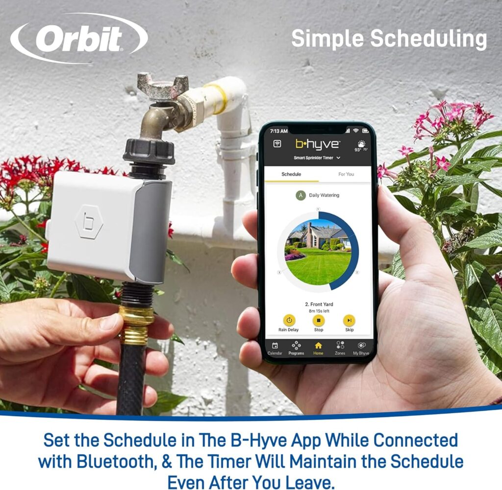 Orbit 21004 B-hyve Smart Hose Faucet Timer with Wi-Fi Hub, Compatible with Alexa,Gray