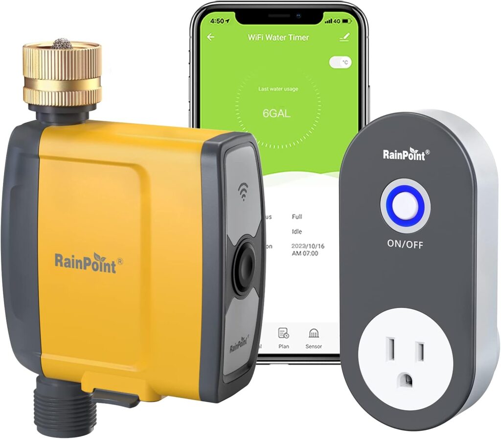 RAINPOINT WiFi Water Timer, Smart Sprinkler Timer Hose Timer WiFi Irrigation Controller, Wireless Watering System Valve, APP  Voice Control, Weather-Based Automatic Rain Delay, Brass Inlet