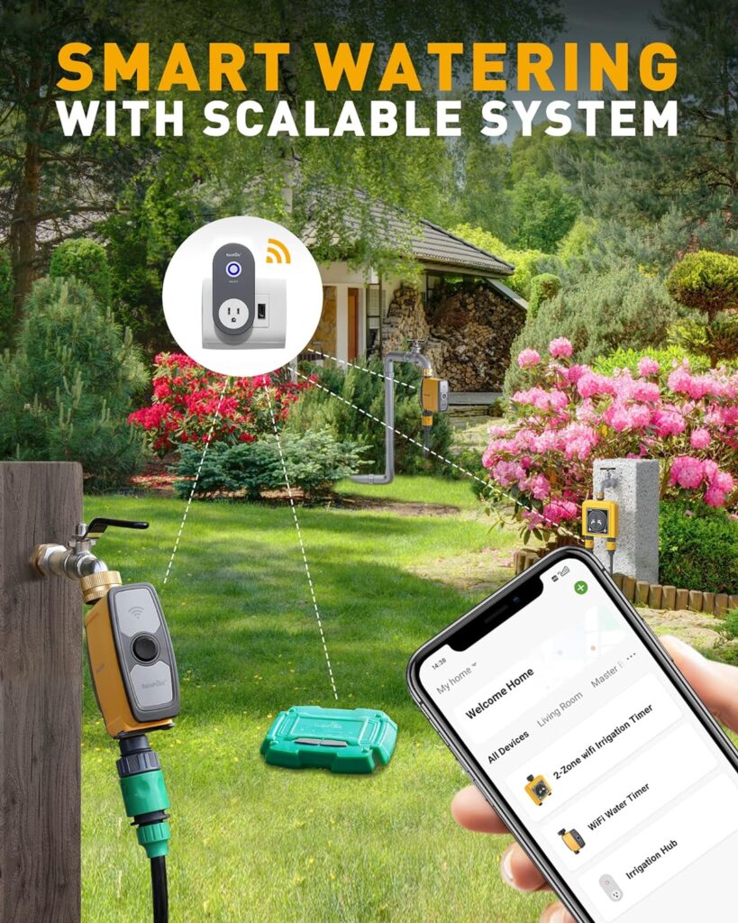 RAINPOINT WiFi Water Timer, Smart Sprinkler Timer Hose Timer WiFi Irrigation Controller, Wireless Watering System Valve, APP  Voice Control, Weather-Based Automatic Rain Delay, Brass Inlet