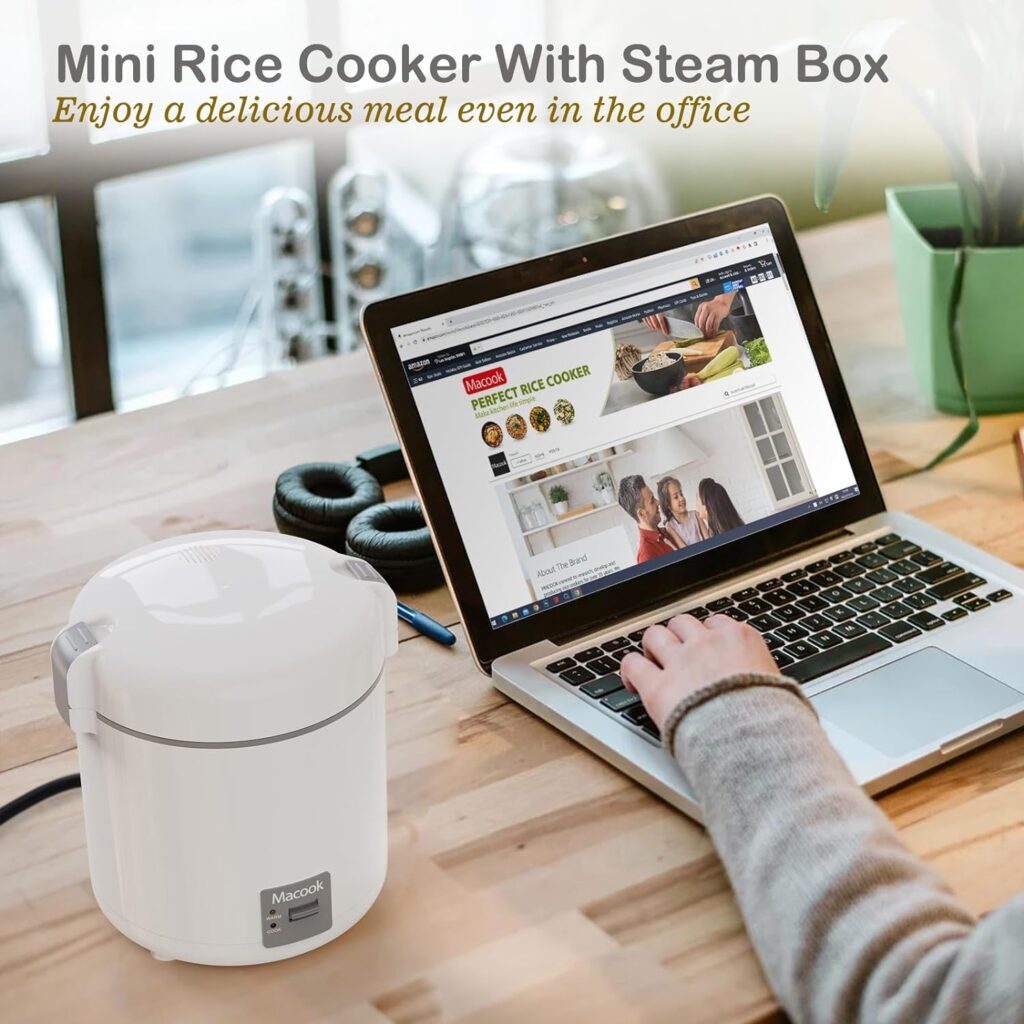 Rice Cooker Small 1-1.5 Cups Uncooked(3 Cups Cooked), Mini Rice Cooker with Removable Nonstick Pot, One TouchKeep Warm Function, Travel Rice Cooker for Soup Grain Oatmeal Veggie, White