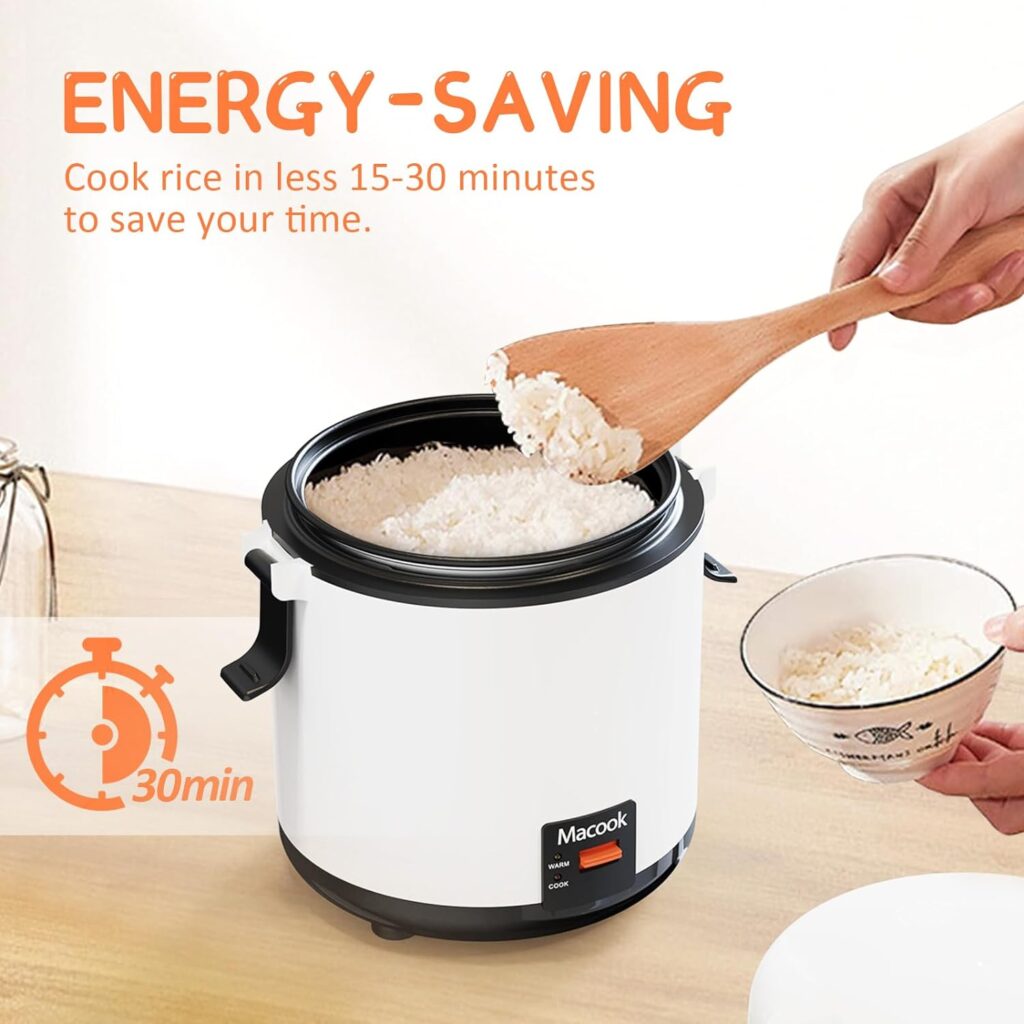 Rice Cooker Small 1-1.5 Cups Uncooked(3 Cups Cooked), Mini Rice Cooker with Removable Nonstick Pot, One TouchKeep Warm Function, Travel Rice Cooker for Soup Grain Oatmeal Veggie, White