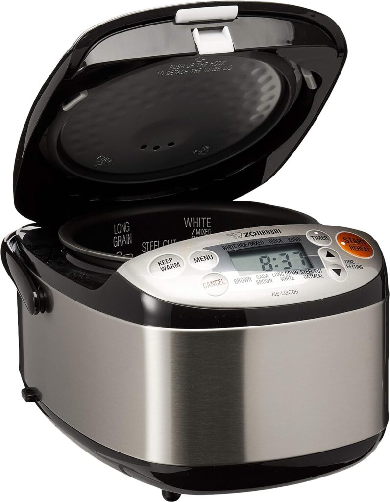 Zojirushi NS-LGC05XB Micom Rice Cooker  Warmer, 3-Cups (uncooked), Stainless Black