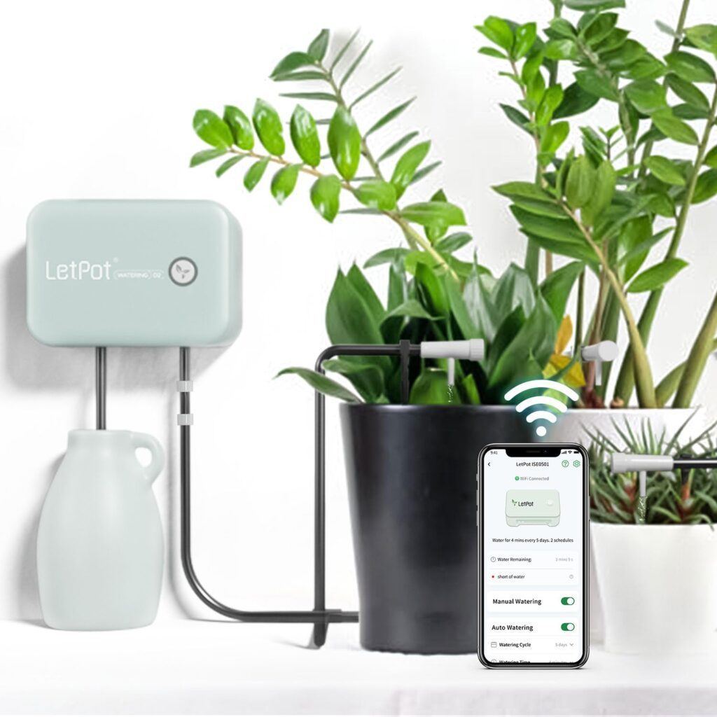 LetPot Automatic Watering System for Potted Plants, [Wi-Fi  App Control] Drip Irrigation Kit System, Smart Plant Watering Devices for Indoor Outdoor, Water Shortage Remind, IPX66 （Grey)