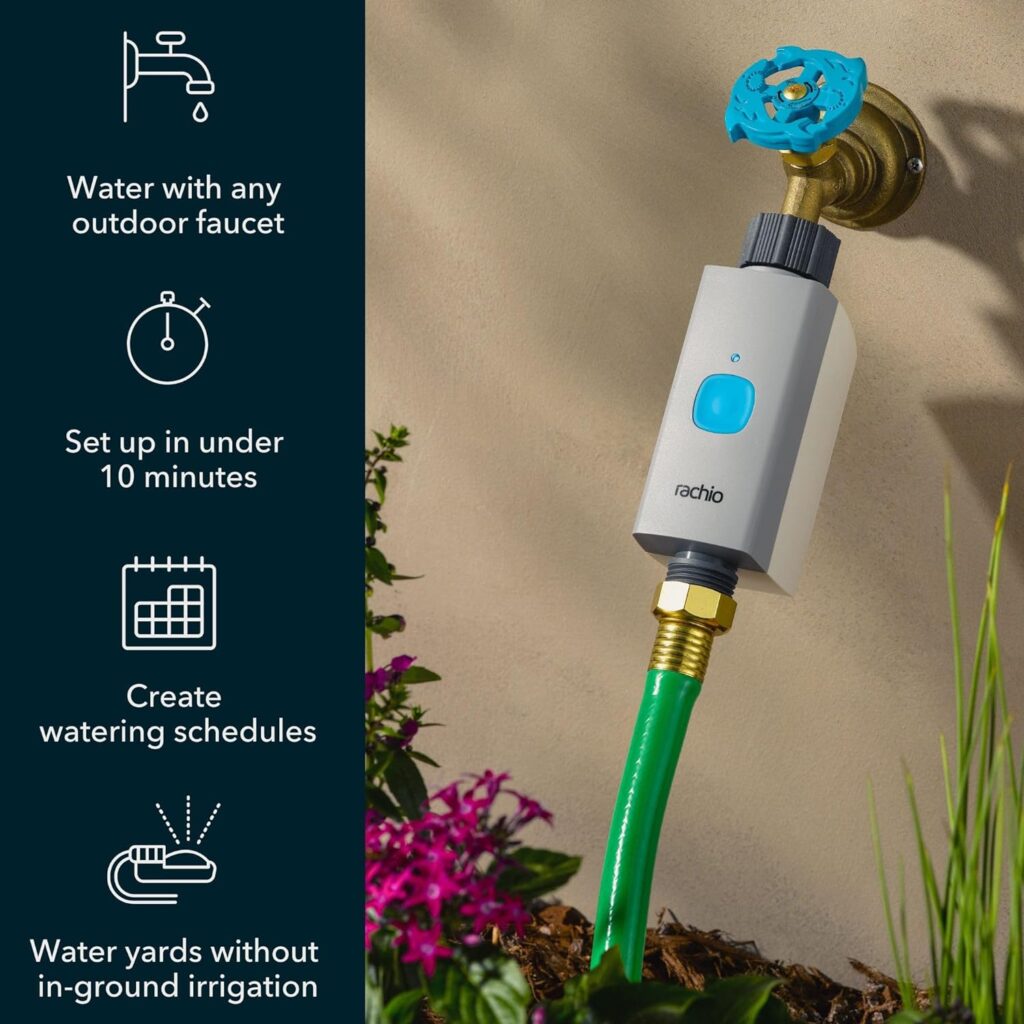 Rachio Smart Hose Timer with WiFi Hub for Outdoor Watering | Easy Faucet Install, Automate Water  Sprinkler Schedules for Lawn, Garden,  Yard Care.