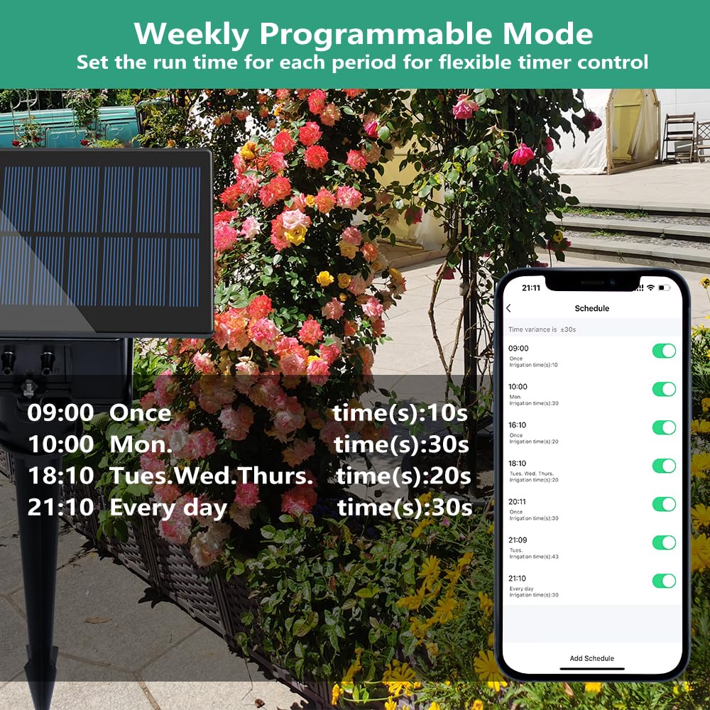 Solar WiFi Smart Automatic Watering System for Potted Plants 15 Pots, DIY Automatic Drip Irrigation Kits with APP Remotely Control Weekly Programmable Timer Indoor Outdoor Garden Self-Watering