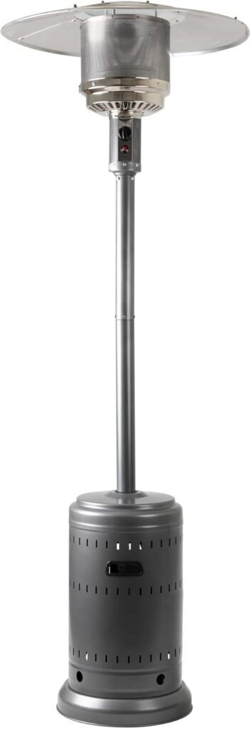 Amazon Basics 46,000 BTU Outdoor Propane Patio Heater with Wheels, Commercial  Residential, Slate Gray, 32.1 x 32.1 x 91.3 inches (LxWxH)