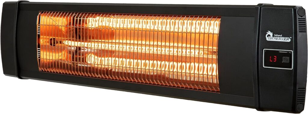 Dr Infrared Heater DR-238 Carbon Infrared Outdoor Heater for Restaurant, Patio, Backyard, Garage, and Decks, Standard, Black