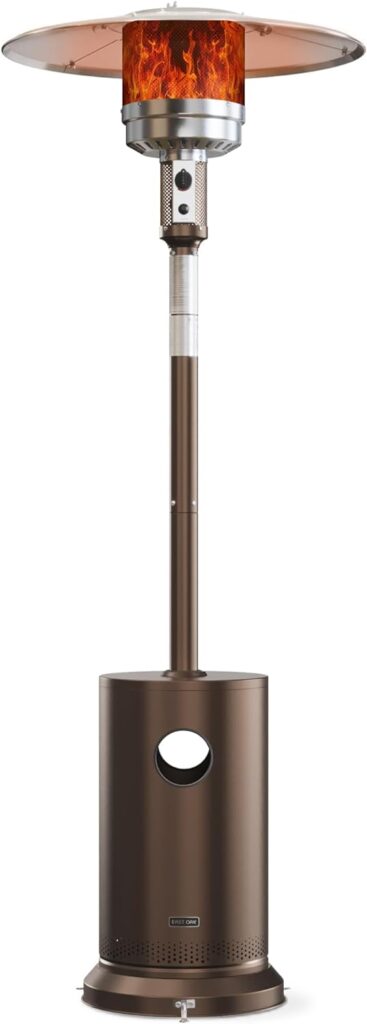 EAST OAK 48,000 BTU Patio Heater for Outdoor Use With Round Table Design, Double-Layer Stainless Steel Burner and Wheels, Outdoor Patio Heater for Home and Commercial, Bronze, 31.9 x 31.9 x 86.6