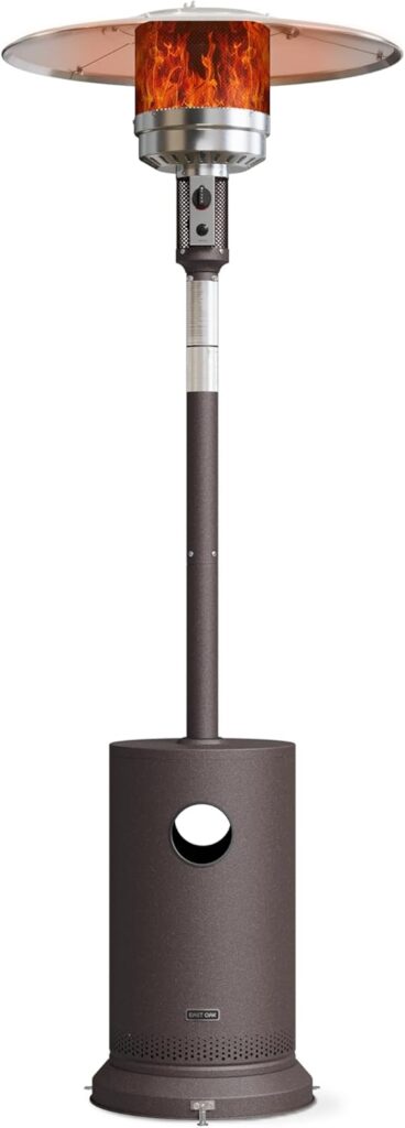 EAST OAK 48,000 BTU Patio Heater for Outdoor Use With Round Table Design, Double-Layer Stainless Steel Burner and Wheels, Outdoor Patio Heater for Home and Commercial, Bronze