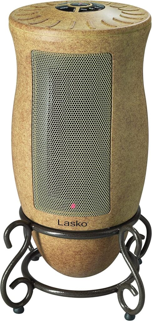 Lasko Oscillating Designer Series Ceramic Space Heater for Home with Adjustable Thermostat, Timer and 2-Speeds, 16 Inches, 1500W, Beige, 6405