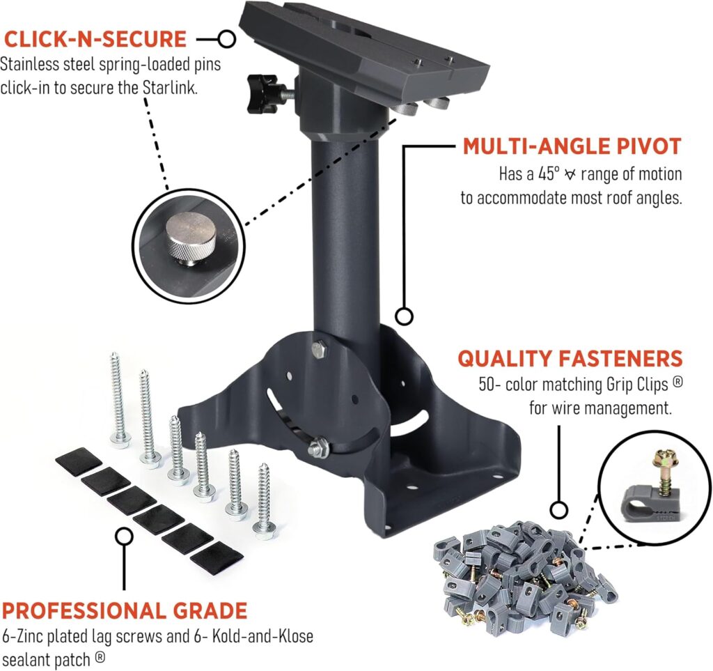 Starlink Generation 3 Heavy Duty Pivot Roof Mount Kit Compatible with Gen3 / V3 Starlink Standard Dish