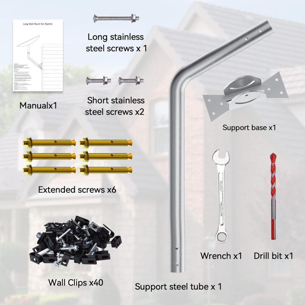 Gen 3 Mount for Starlink, 26 Inch Wall Mount/Roof Mount Compatible with V3 Starlink Standard Dish, Adjustable Mounting Kit for Starlink Internet Kit Satellite 【Include Gen 3 Pipe Adapter for Starlink】